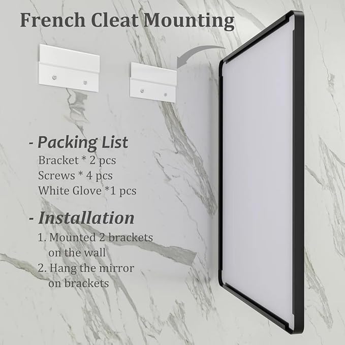 CHAMROR 55x36 Inch Black Metal Framed Bathrrom Mirror for Wall, Black Rounded Rectangle Mirror, Matte Black Bathroom Vanity Mirror, Anti-Rust, Tempered Glass, Hangs Horizontally or Vertically