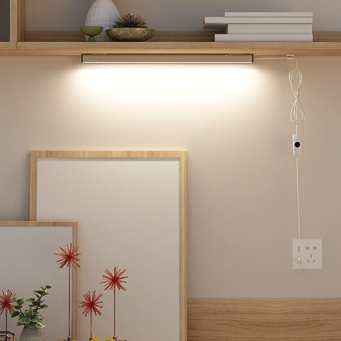 ASOKO Under Cabinet Led Lighting, 12 Inch Light Strip Bar, Daylight White 5000K Dimmable Plug in USB Light, Small Thin Led Under Counter Lighting for Kitchen/Room/Shelf/Desk/Display Case
