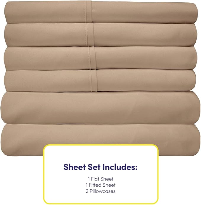 Twin Size Bed Sheets - 4 Piece 1500 Supreme Collection Fine Brushed Microfiber Deep Pocket Twin Sheet Set Bedding - 1 Extra Pillow Cases, Great Value, Twin, Taupe (Pack of 2)