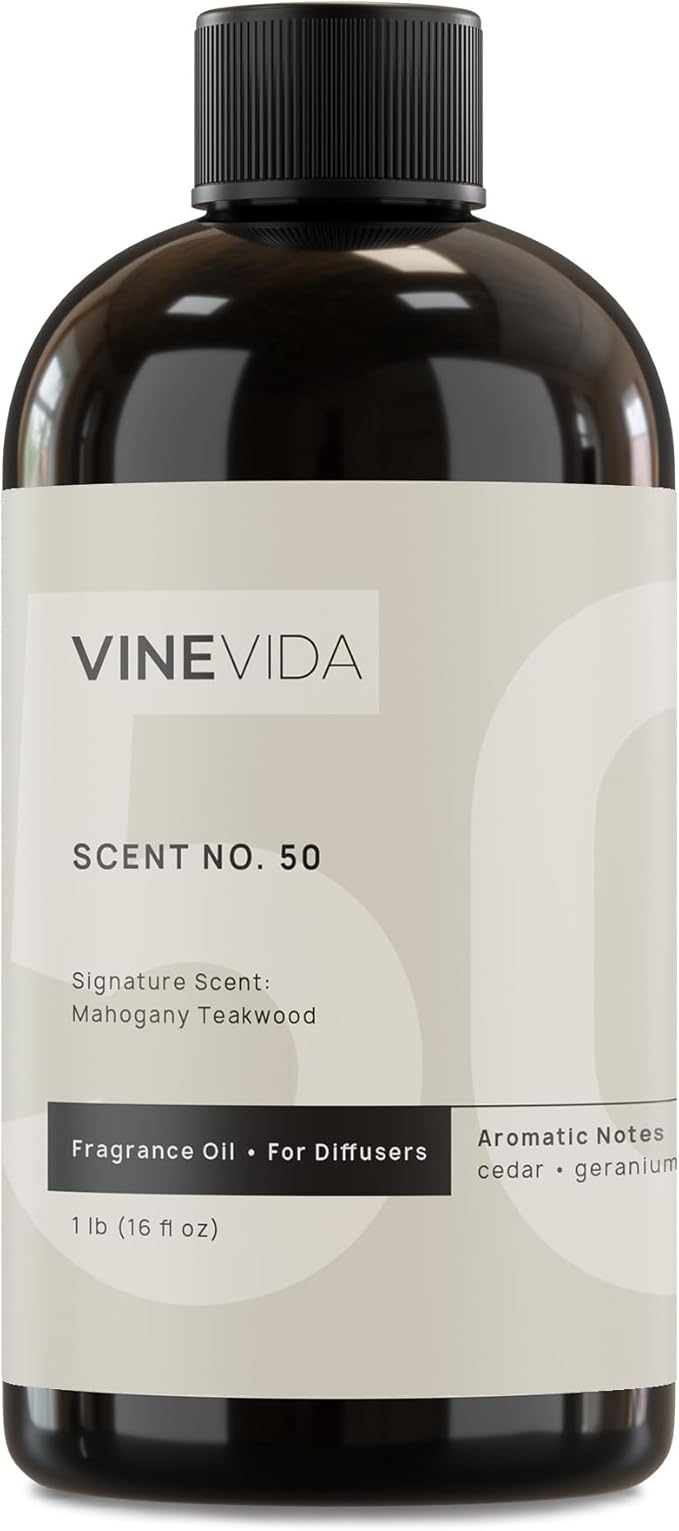 VINEVIDA Mahogany Teakwood Fragrance Oil for Cold Air Diffusers - 16 Fl Oz - Essential Oils for Diffuser Oil Refill & Air Freshener Room Spray