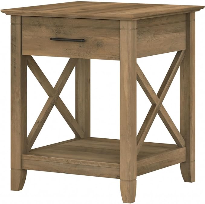 Bush Home End Table with Drawer, Nightstand with Storage, Living Room and Bedroom Furniture, Key West Collection, Reclaimed Pine