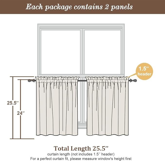 Chyhomenyc Sheer Hunter Green Kitchen Tier Curtains 24 Inch Length Set, Small Window Curtains Treatment for Bathroom/Living Room/Cafe/Basement, Short Voile Curtain Tiers 42in x 24in, Rod Pocket, 2 PCS