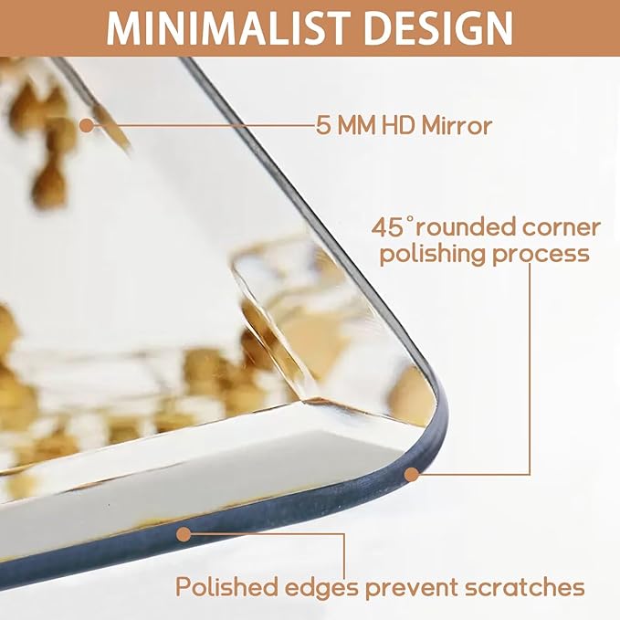 Frameless Bathroom Mirror for Over Sink,Wall Mounted Vanity Mirrors 24x36in,Rounded Rectangle Mirror Frameless with Polished Edge for Bedroom,Living Room,Entryway,Shatterproof (Horizontal/Vertical)