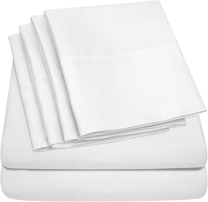 Cal King Size Bed Sheets - 6 Piece 1500 Supreme Collection Fine Brushed Microfiber Deep Pocket California King Sheet Set Bedding - 2 Extra Pillow Cases, Great Value, California King, White