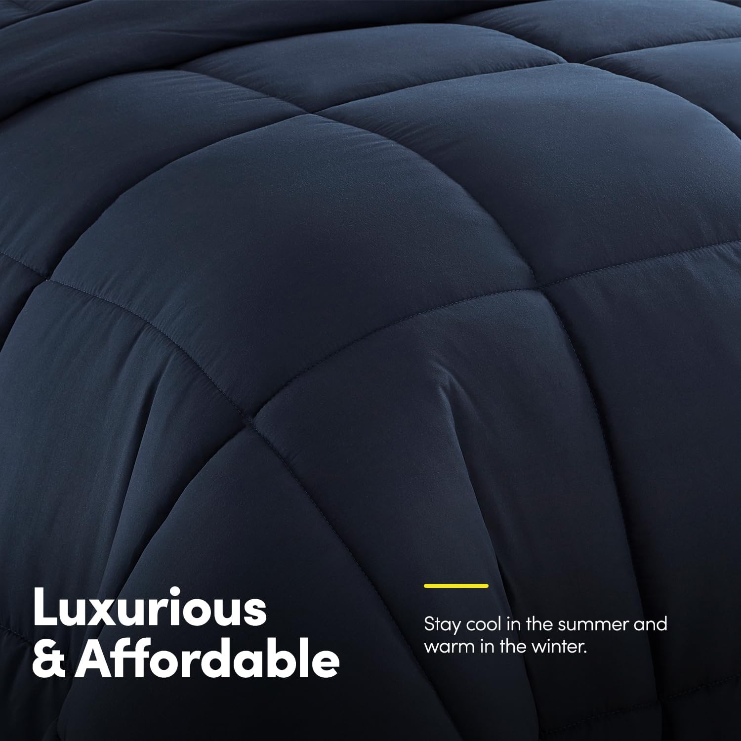 Sweet Home Collection 5 Piece Comforter Set Bag Solid Color All Season Soft Down Alternative Blanket & Luxurious Microfiber Bed Sheets, Navy, Twin (Pack of 4)