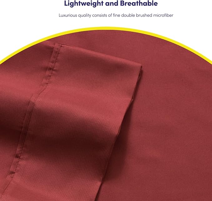 Twin Size Bed Sheets - 4 Piece 1500 Supreme Collection Fine Brushed Microfiber Deep Pocket Twin Sheet Set Bedding - 1 EXTRA PILLOW CASES, GREAT VALUE, Twin, Burgundy