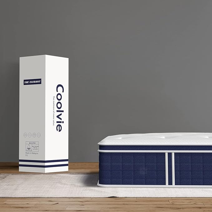 Coolvie King Size Mattress, 12 Inch Hybrid King Mattress in a Box, Medium Firm Feel with Memory Foam, Pocket Spring for Motion Isolation, Extra Lumbar & Shoulder Support for Pain Relief, 80x76x12
