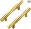 JOY DECOR 15 Pack Cabinet Handles, Gold Cabinet Pulls, 3 in Hole Center Kitchen Cabinet Handles, Stainless Steel T Bar Handles for Dresser Drawers