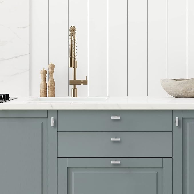Ravinte 25 Pack Brushed Nickel Kitchen Cabinet Handles Single Hole Cabinet Pulls Square Kitchen Hardware for Cabinet Drawer Pulls Drawer Handles Come with Screwdriver