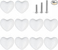 Ceramic Drawer Knobs Heart Shape Cabinet Dresser Pulls Handles with 3 Sized Screws, Kitchen Furniture Knobs for Closet Cupboard Wardrobe (White, 10 Pack)