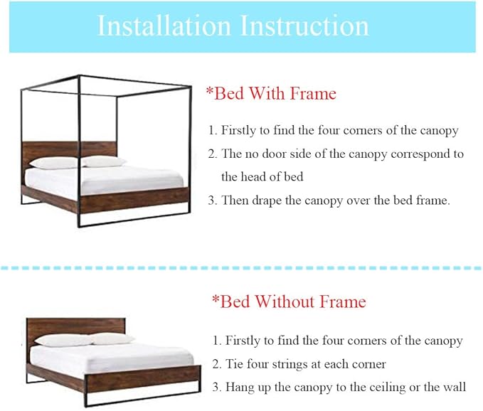 Canopy Bed Curtains Queen - 4 Corner Post Canopy for Bed, Bed Canopy for Adults, Bedroom Decor (Queen Size, Pink)