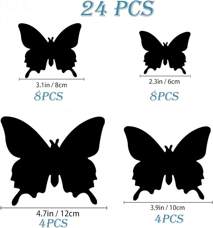 Butterfly Wall Decor 24/48 PCS, 3D Butterflies Stickers for Party Decorations with Magnets (Red, 24)
