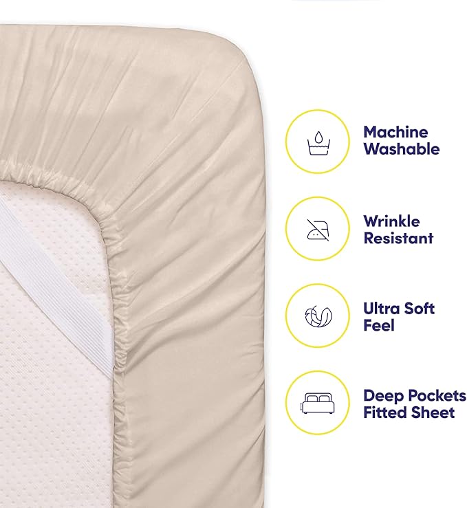 Cal King Size Bed Sheets - 6 Piece 1500 Supreme Collection Fine Brushed Microfiber Deep Pocket California King Sheet Set Bedding - 2 Extra Pillow Cases, Great Value, California King, Beige