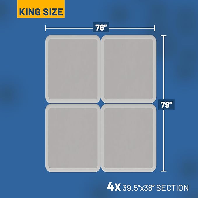 Greaton, Box Spring Bed Base King Size, 4-Inch Wood Mattress Foundation – Amish Made in USA – Quiet Noise Free, 4-Pieces Under Mattress-Support BoxSpring, Fully Assembled, White