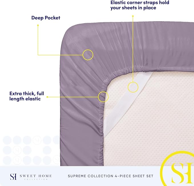 Twin Sheets - Breathable Luxury Sheets with Full Elastic & Secure Corner Straps Built In - 1800 Supreme Collection Extra Soft Deep Pocket Bedding Set, Sheet Set, Twin, Plum