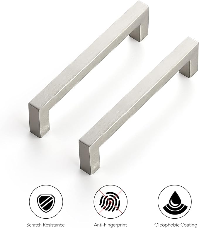 Ravinte 40 Pack Cabinet Handles Square Cabinets Cupboard Handles Brushed Nickel Drawer Pulls Stainless Steel Kitchen Cabinet Pulls Cabinet Hardware Drawer Handles 5 inch Hole Center