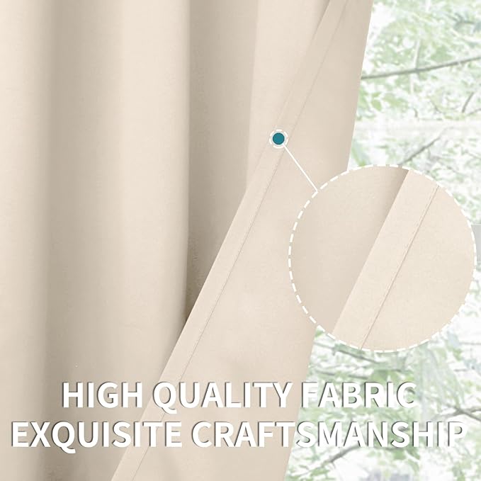 BGment Blackout Curtains - Grommet Thermal Insulated Room Darkening Bedroom and Living Room Curtains, Set of 2 Panels (46 x 63 Inch, Champagne)
