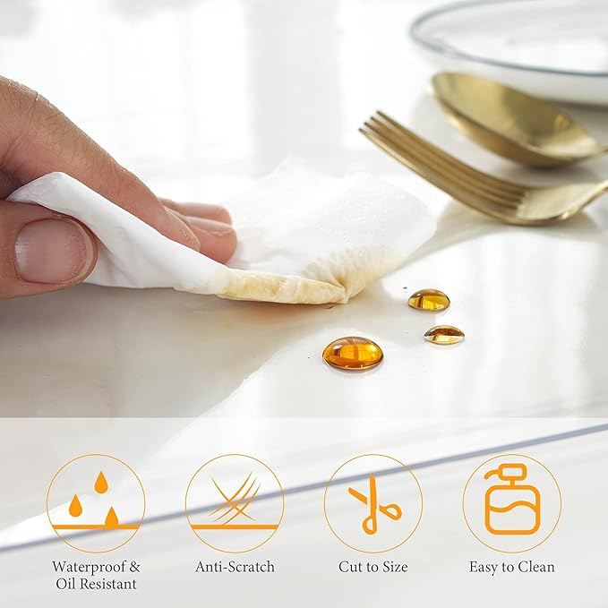 Deep Dream 1.5mm Clear Desk Cover Protector, 36×60 Inch Clear Desk Cover, Clear Desk Mat, Table Cover Tablecloth Protector Rectangle, Table Protector for Dining Room Table