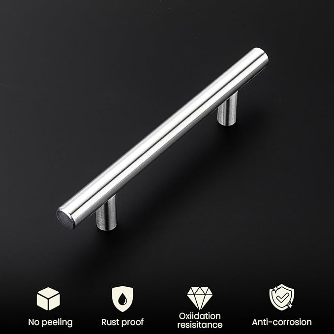 homdiy 96mm Cabinet Handles Drawer Pulls - HD201SN Cabinet Hardware Brushed Nickel Cabinet Pulls 10 Pack Modern Cupboard Handles for Kitchen Cabinets