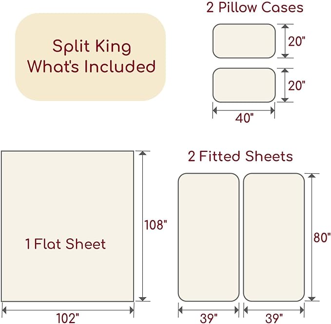 Mellanni Split King Sheets Set - 5 PC Iconic Collection Bedding - Hotel Luxury, Extra Soft, Cooling Bed Sheets - Wrinkle, Fade, Stain Resistant (Split King, Terracotta)