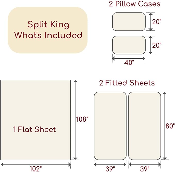 Mellanni Split King Sheets Set - 5 PC Iconic Collection Bedding - Hotel Luxury, Extra Soft, Cooling Bed Sheets - Wrinkle, Fade, Stain Resistant (Split King, Brick Red)