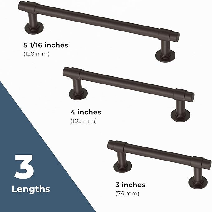 Franklin Brass - Francisco Deep Bronze Cabinet Handles 3 Inch (3") Hole Center Pulls | Easy Install, Durable Hardware for Kitchen Cabinet Door, Drawers, Dresser Pull, Furniture (10 Pack)