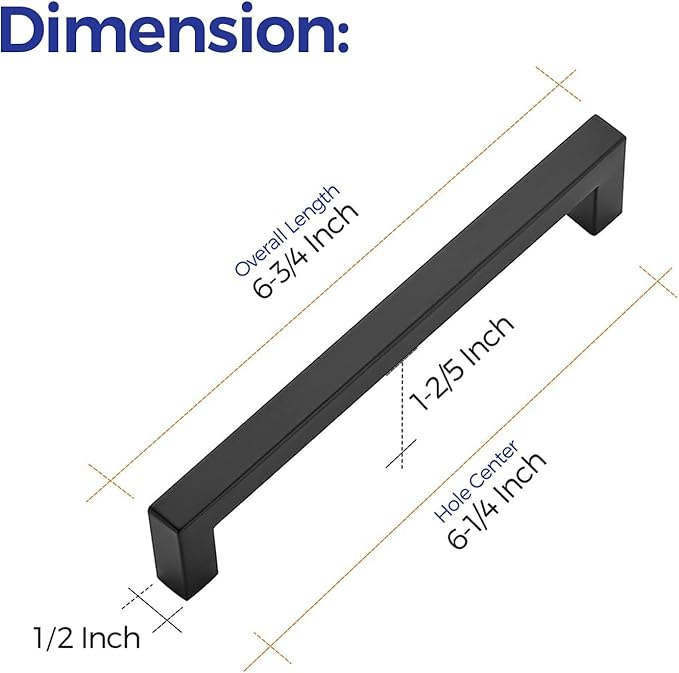 Ravinte 10 Pack 6-1/4 Inch Kitchen Square Cabinet Handles Matte Black Pulls Black Drawer Pulls Kitchen Cabinet Hardware Handles
