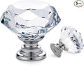 Ravinte 5 Pack Crystal Drawer Knobs - Glass Cabinet Knobs, Diamond Shaped, 30 mm with Silver Base