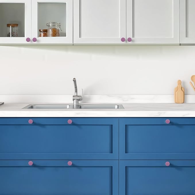 Ravinte 20 Pack Cabinet Knobs Purple Kitchen Cabinet Knobs Round Dresser Drawer Pulls Closet Door Pulls 1-1/5 Inch