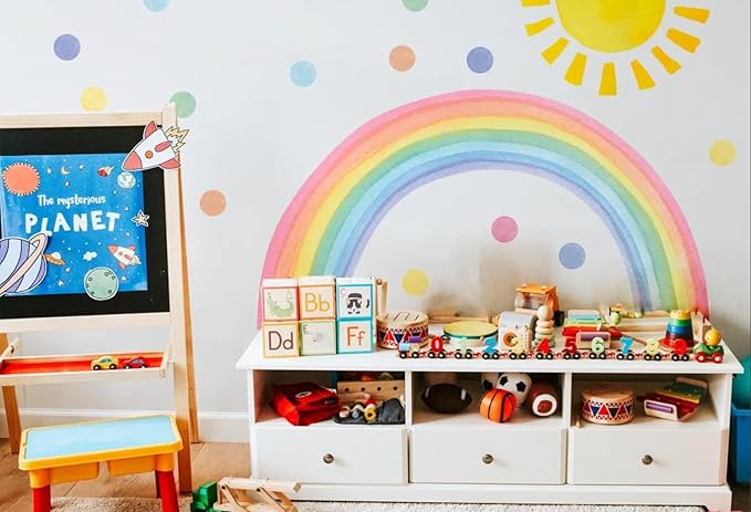 Large Rainbow Wall Decals – Removable Peel and Stick Décor for Kids Room, Playroom, Nursery Walls, and Bedroom Wall Décor - Wall Sticker (88" W x 47" H)