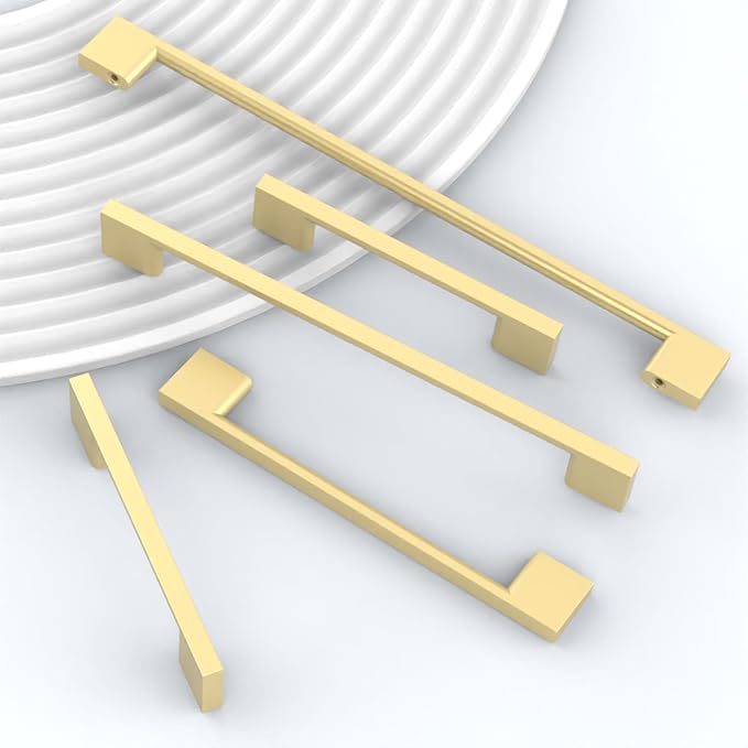 6 Pack Brushed Gold Cabinet Pulls - 11.3 Inch Cabinet Handles - Kitchen Hardware Wardrobe Pulls