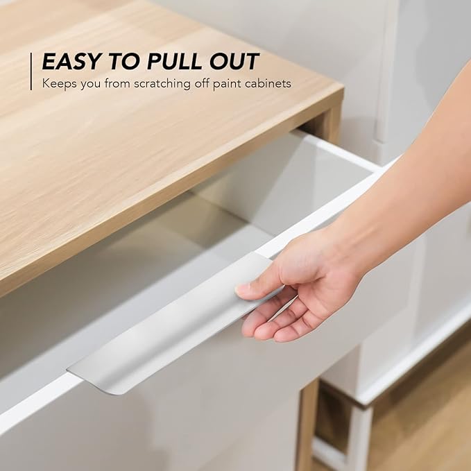Ravinte Hardware 6 Pack Silver Cabinet Handles, 5.9 Inch (150mm) Finger Edge Pulls, 5 Inch Hole Center, Finger Pulls for Cabinets