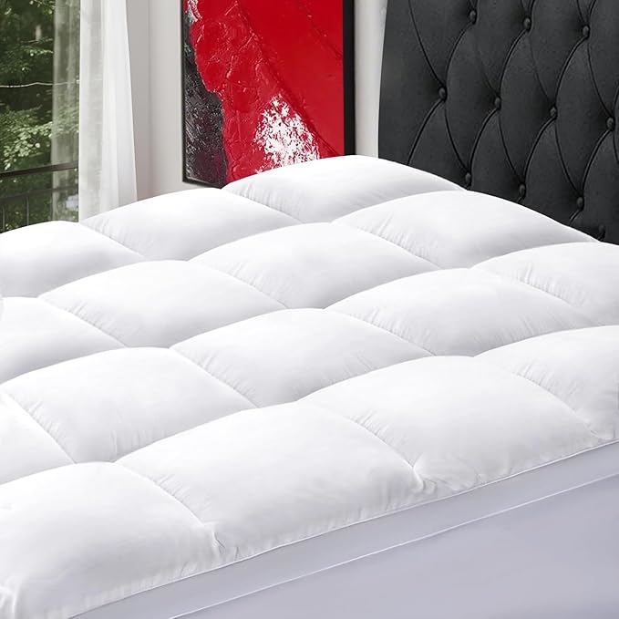 SOPAT Mattress Topper Cal King Size Extra Thick Mattress Pad 8-21" Deep Pocket Soft Down Alternative Fill Mattress Protector Pillow Top Mattress Cover (72x84 Inches, White)