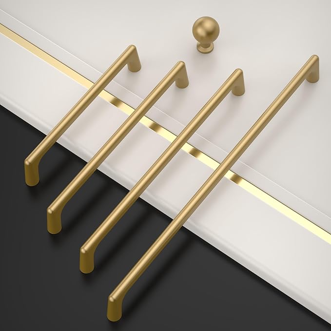 Amerdeco 10 Pack Champagne Bronze Cabinet Pulls 5 Inch(128MM) Hole Centers Kitchen Cabinet Handles Hardware Kitchen Handles for Cabinets Cupboard Handles Drawer Pulls ZH0041