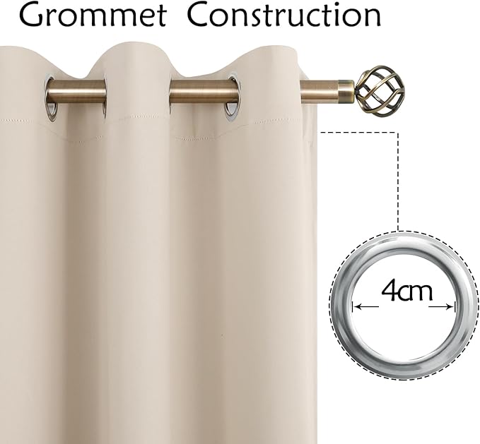 BGment Blackout Curtains - Grommet Thermal Insulated Room Darkening Bedroom and Living Room Curtains, Set of 2 Panels (52 x 54 Inch, Champagne)