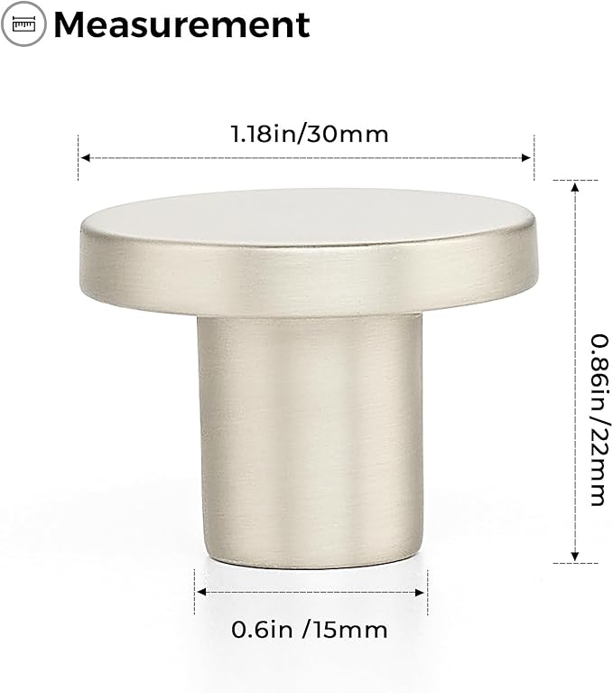 Ravinte 20 Pack Cabinet Knobs Brushed Nickel Kitchen Cabinet Knobs Round Dresser Drawer Pulls Closet Door Pulls 1-1/5 Inch