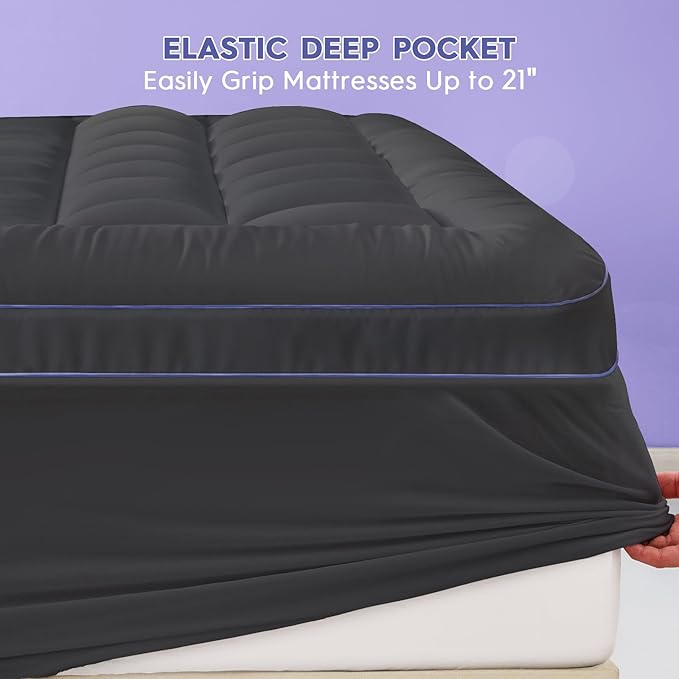ABENE 3 Inch Dual Layer King Memory Foam Mattress Topper, 2 Inch Memory Foam Plus 1 Inch Down Alternative Pillowtop Mattress Pad with Deep Pocket, Soft Support for Pressure Relief, Gray