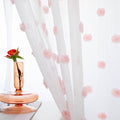 MYSKY HOME 95 Inch Length Pink Pom Pom Sheer Curtains for Bedroom & Living Room - Large Sliding Door Curtains - Light Filtering - Rod Pocket - 52 x 95 in - 2 Panels