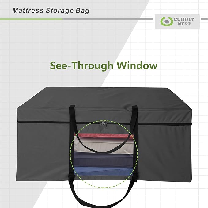 Cuddly Nest Folding Mattress Storage Bag - Heavy Duty Carry Case for Tri-Fold Guest Bed (Fits 6" Twin & Twin XL Mattress,Black)
