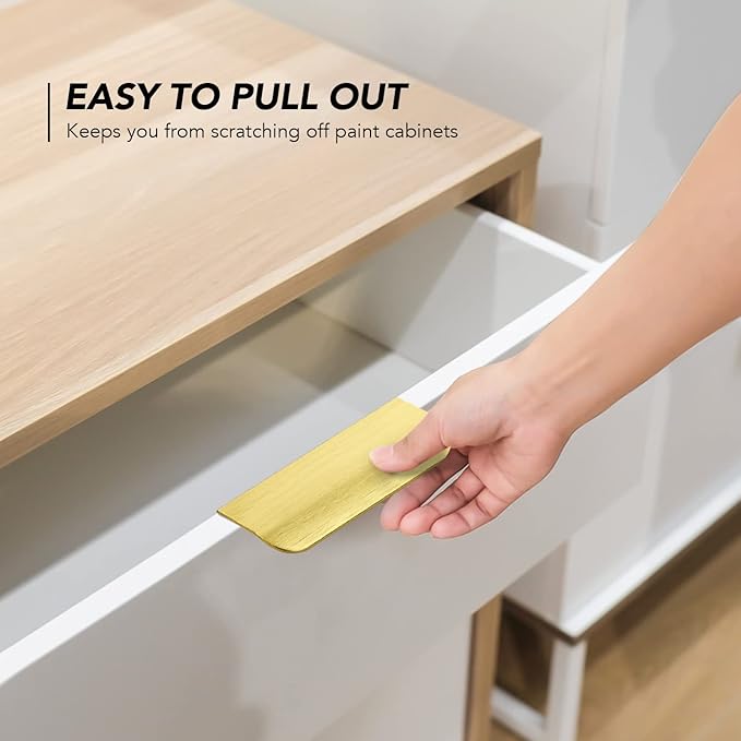 Ravinte Hardware 6 Pack Gold Cabinet Handles, 4 Inch (102mm) Finger Edge Pulls, 3 Inch Hole Center, Finger Pulls for Cabinets