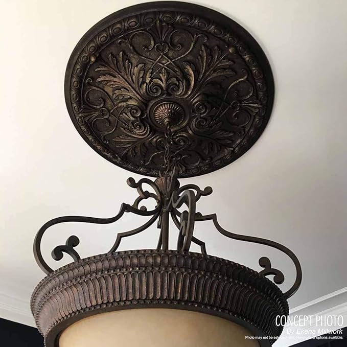 Ekena Millwork 12 1/2"OD x 3 7/8"ID x 3/4"P Bradford Fits Canopies up to 6 5/8" Ceiling Medallion, FireBrick