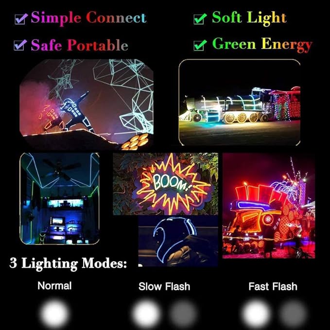 MaxLax EL Wire Orange, 32.8ft/10m Portable Battery Pack Neon Light Strip 360° Cuttable Glowing Rope Lights for Parties, Halloween, DIY Decoration