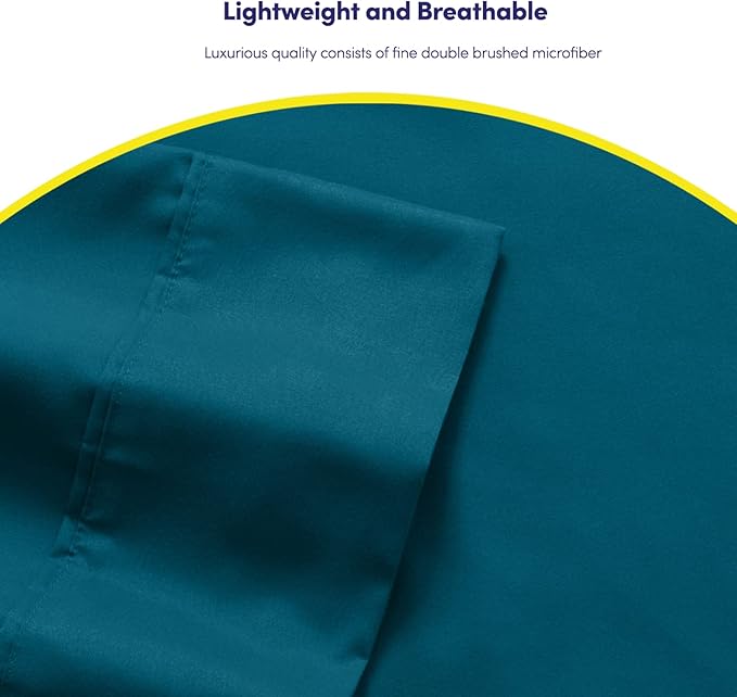 Full Size Bed Sheets - 6 Piece 1500 Supreme Collection Fine Brushed Microfiber Deep Pocket Full Sheet Set Bedding - 2 Extra Pillow Cases, Great Value, Full, Teal