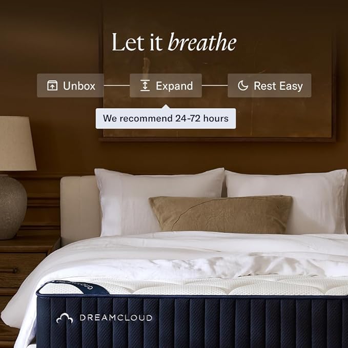 DreamCloud Premier 13" King Mattress - Luxury Hybrid Gel Memory Foam - 365 Night Trial - Fiberglass Free - Forever Warranty - Mattress in a Box - CertiPUR-US Certified