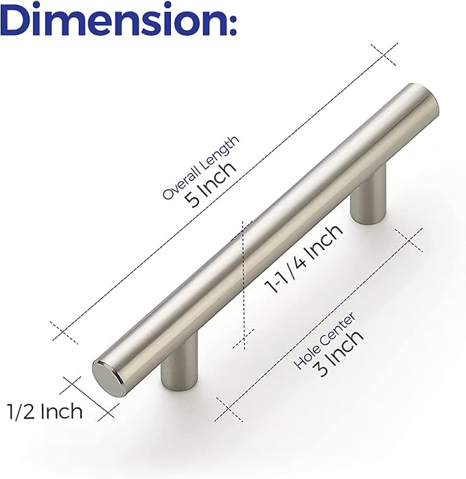 Ravinte 40 Pack | 5'' Cabinet Pulls Brushed Nickel Stainless Steel Kitchen Cupboard Handles Cabinet Handles 5”Length, 3” Hole Center