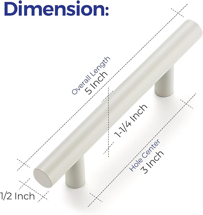 Ravinte 6 Pack | 5 Inch Cabinet Pulls White Stainless Steel Kitchen Drawer Pulls Cabinet Handles 5 InchLength, 3 Inch Hole Center