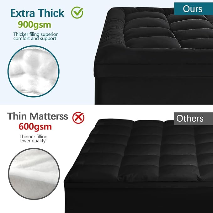 CYMULA Twin XL Mattress Topper - Soft Cooling Mattress Pad for College Dorm Room Essentials - Extra Thick Long Protector Cover for Back Pain, Single Bed Topper Pillow Top with 8''-21'' Deep Pocket