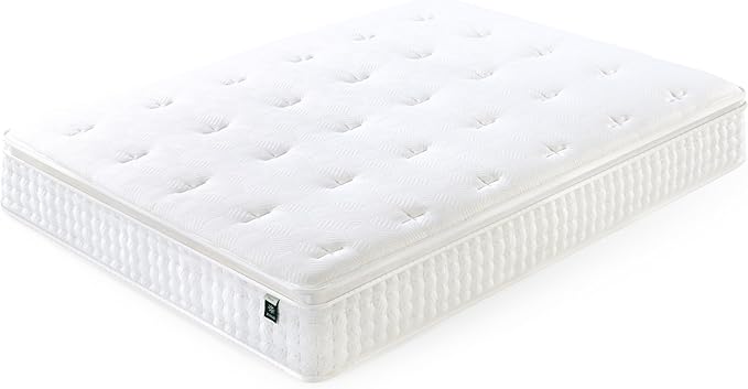 ZINUS 13 Inch Euro Top Pocket Spring Hybrid Mattress, California King, Pressure Relief, Pocket Innersprings for Motion Isolation, Mattress in A Box