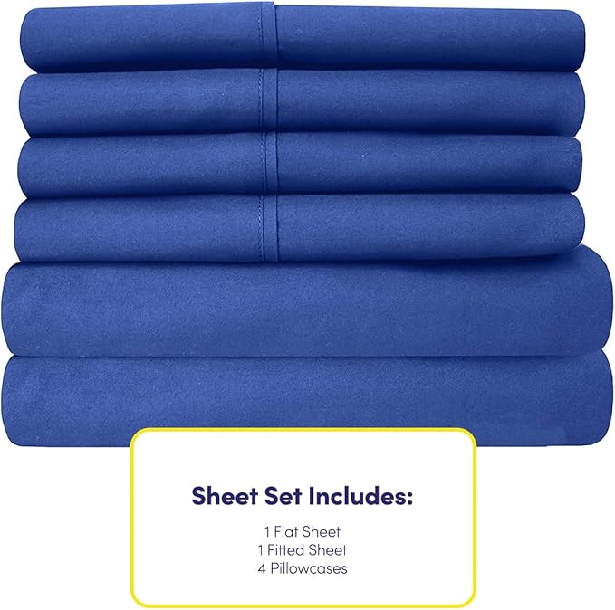 King Size Bed Sheets - 6 Piece 1500 Supreme Collection Fine Brushed Microfiber Deep Pocket King Sheet Set Bedding - 2 Extra Pillow Cases, Great Value, King, Royal Blue