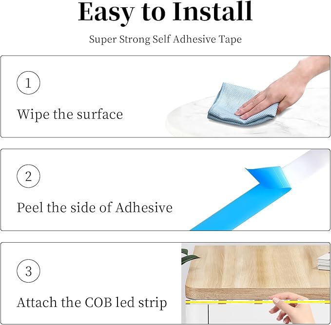 iNextStation COB LED Strip Light White 6000K 32.8FT 10M DC24V CRI 93+ Dimmable Flexible LED Tape Lights for Bedroom, Kitchen, TV Backlight, Cupboard, Wardrobe, Home Lighting Decor